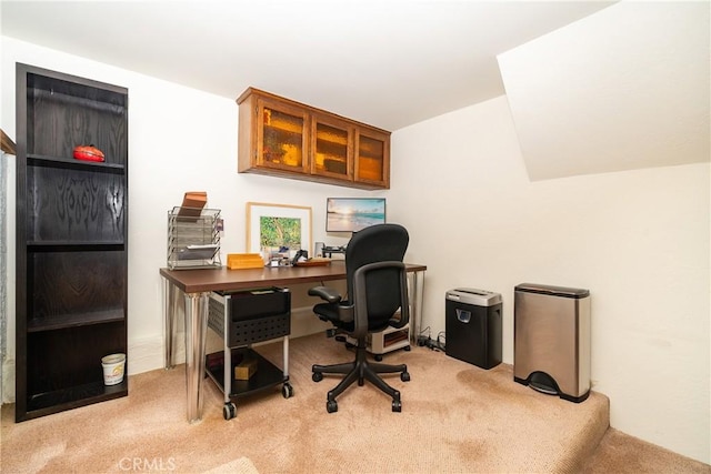 office space featuring light carpet