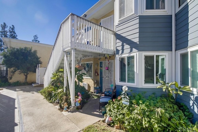 doorway to property with a balcony