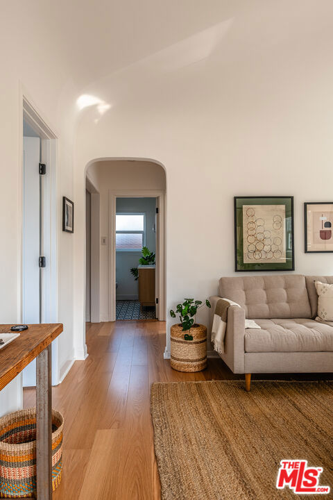 living room with light wood-type flooring