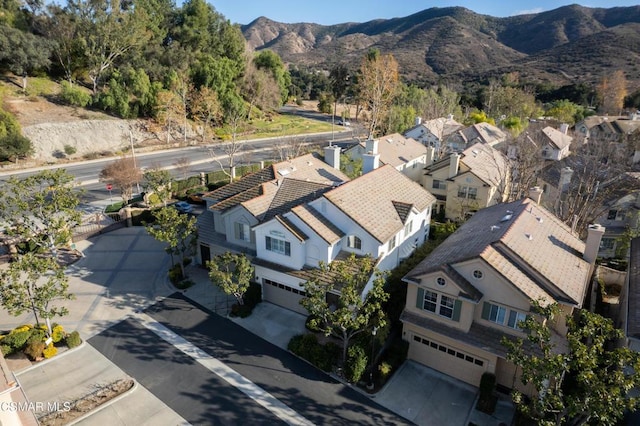 aerial view with a mountain view