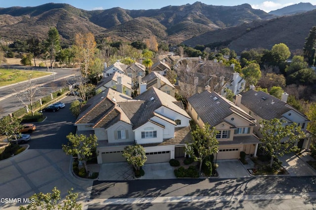 aerial view with a mountain view