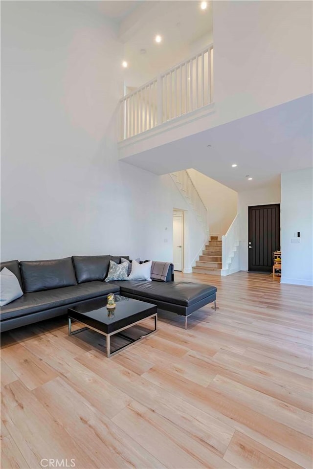 living room featuring light wood-type flooring