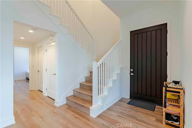 foyer entrance featuring light hardwood / wood-style floors