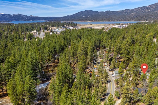 birds eye view of property with a mountain view