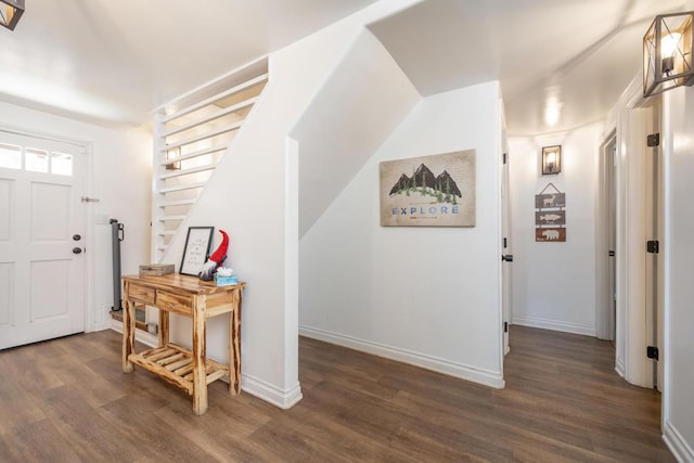 entrance foyer featuring dark hardwood / wood-style floors