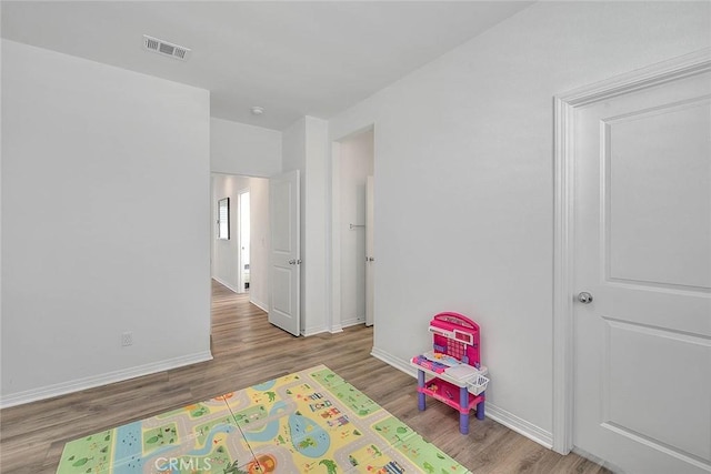 playroom with wood-type flooring