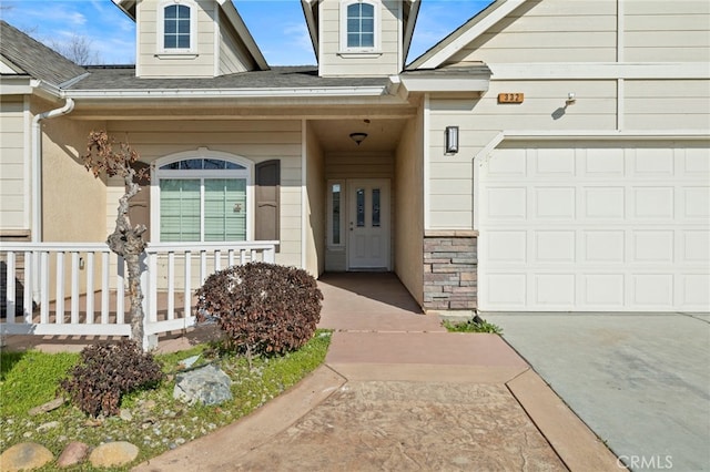 entrance to property with a garage