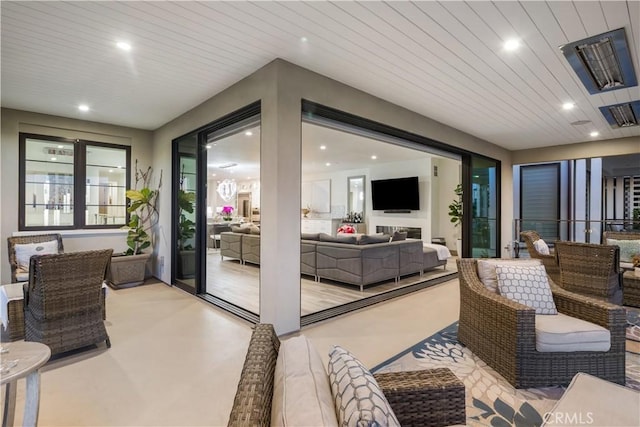 interior space featuring an outdoor hangout area