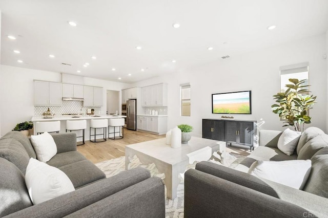 living room featuring light hardwood / wood-style flooring