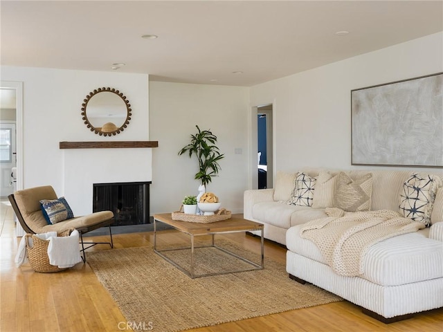 living room with hardwood / wood-style flooring