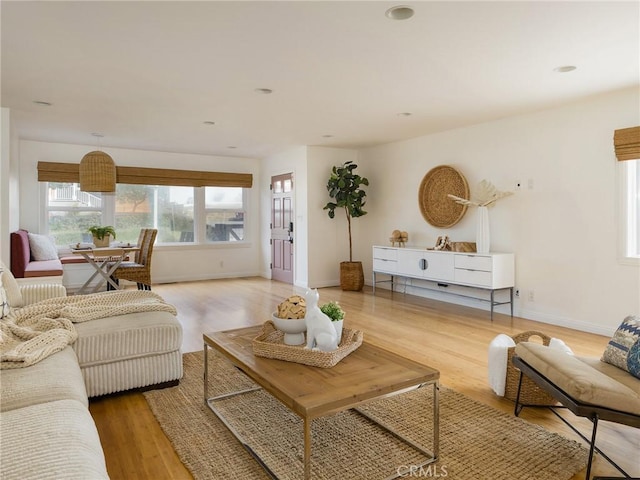 living room with hardwood / wood-style floors