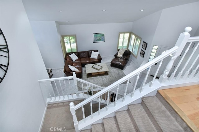 living room with carpet flooring