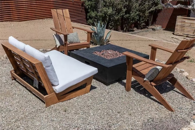 view of patio / terrace featuring a fire pit