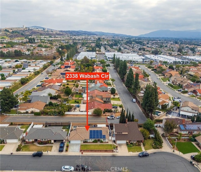 aerial view with a mountain view