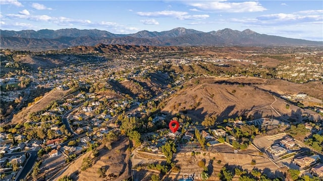 bird's eye view with a mountain view