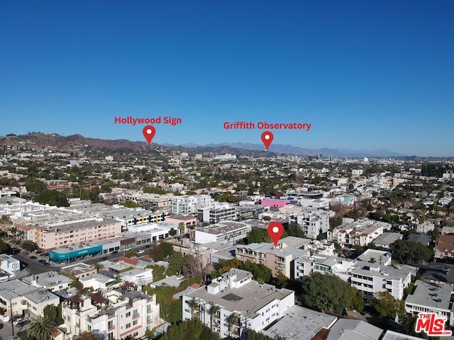 bird's eye view with a mountain view