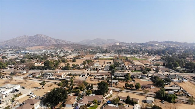 drone / aerial view featuring a mountain view