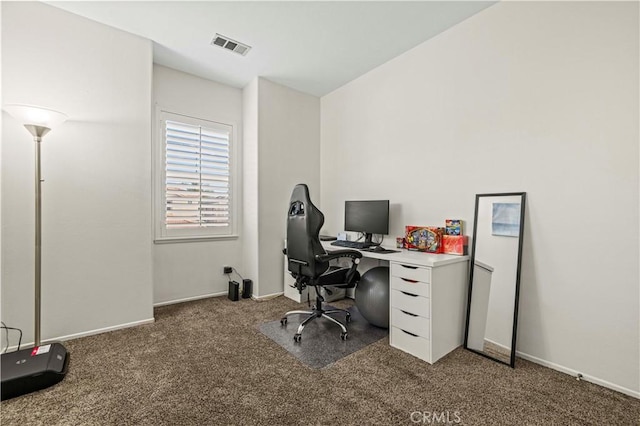 view of carpeted office space