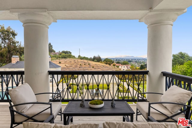 balcony with a mountain view