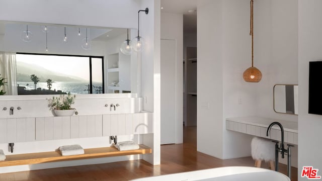 bathroom featuring wood-type flooring