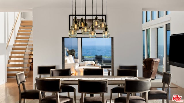 dining area with light wood-type flooring