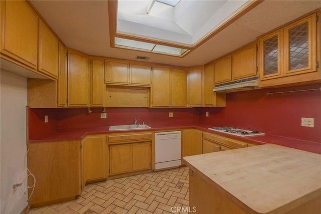 kitchen with sink and white appliances