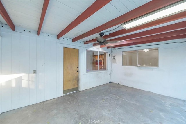 view of patio featuring ceiling fan