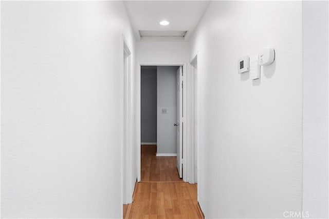 hallway featuring light wood-type flooring