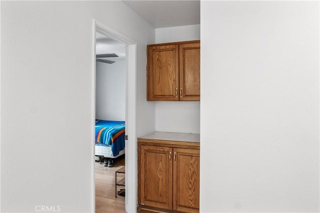 hallway with light hardwood / wood-style flooring