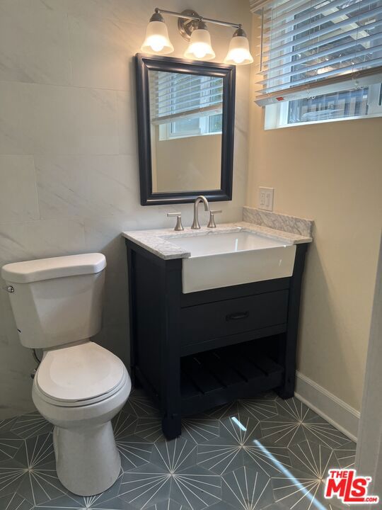 bathroom with toilet and vanity