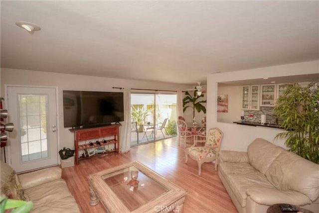 living room featuring light wood-type flooring