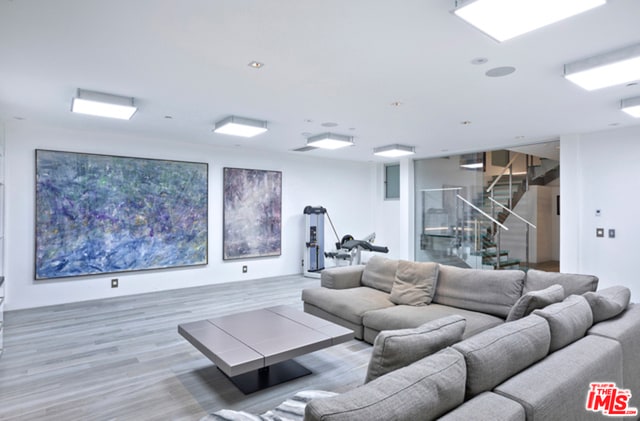 living room with wood-type flooring