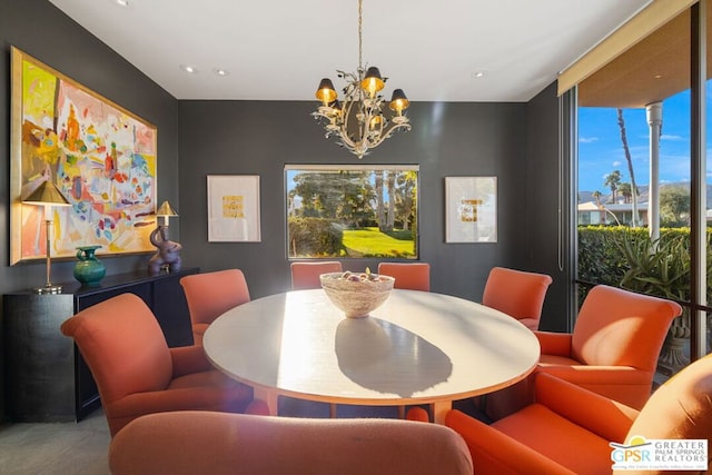 dining room with an inviting chandelier