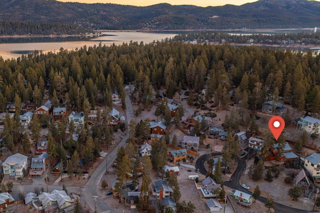 aerial view with a water and mountain view