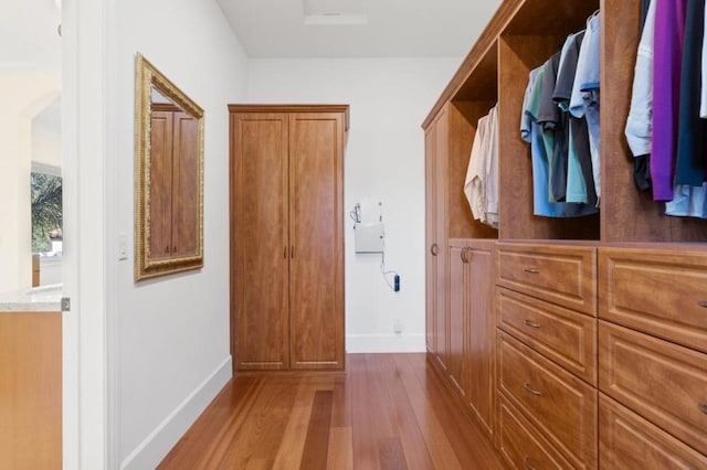 mudroom with hardwood / wood-style flooring