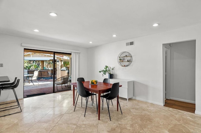 view of tiled dining room