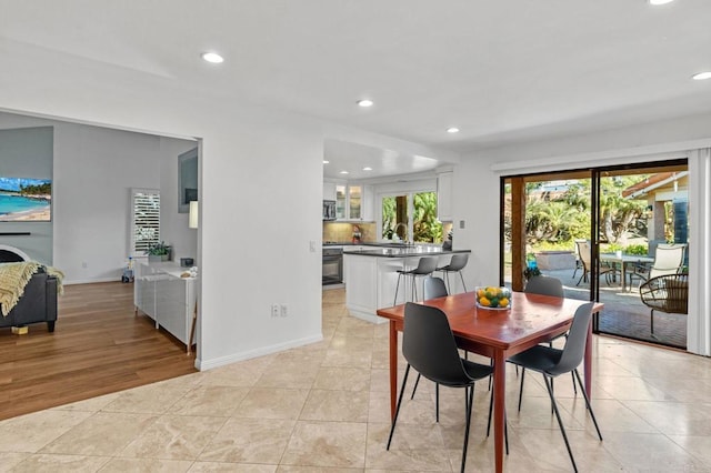 view of tiled dining room