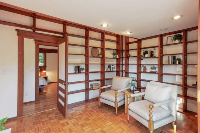 unfurnished room featuring light parquet floors