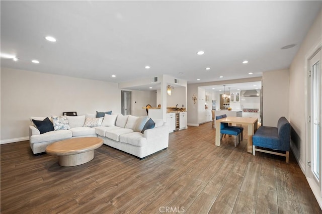 living room with wood-type flooring