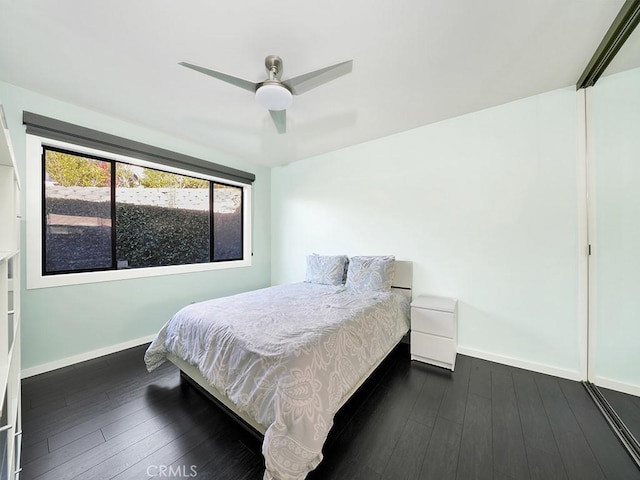 1380 Skyline Dr, Laguna Beach, CA 92651 - bedroom featuring baseboards, a ceiling fan, and dark wood finished floors