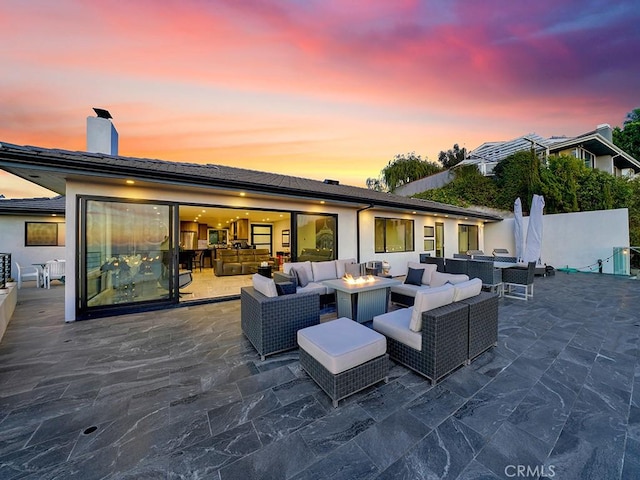 1380 Skyline Dr, Laguna Beach, CA 92651 - view of patio with an outdoor living space with a fire pit