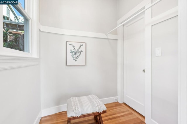 walk in closet featuring hardwood / wood-style floors