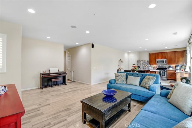 living room featuring light hardwood / wood-style floors