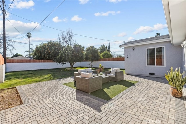 view of patio / terrace with an outdoor hangout area