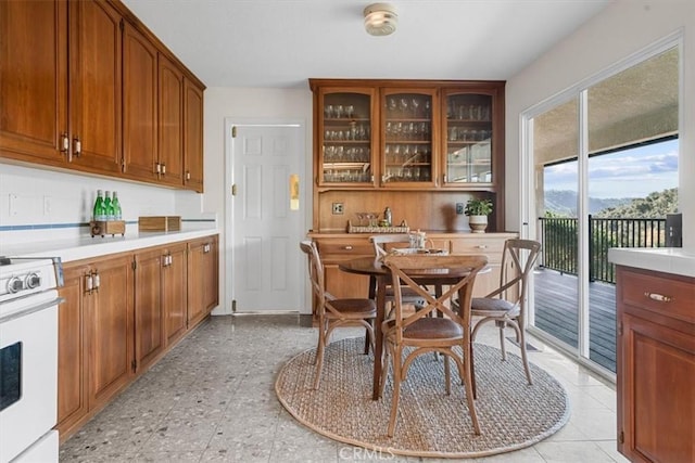 kitchen with white range