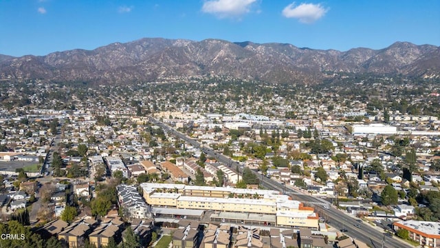 bird's eye view with a mountain view