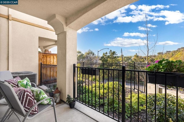 balcony with central AC unit