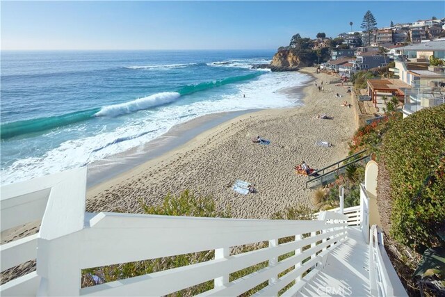 property view of water with a beach view