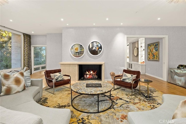 living room featuring light hardwood / wood-style flooring