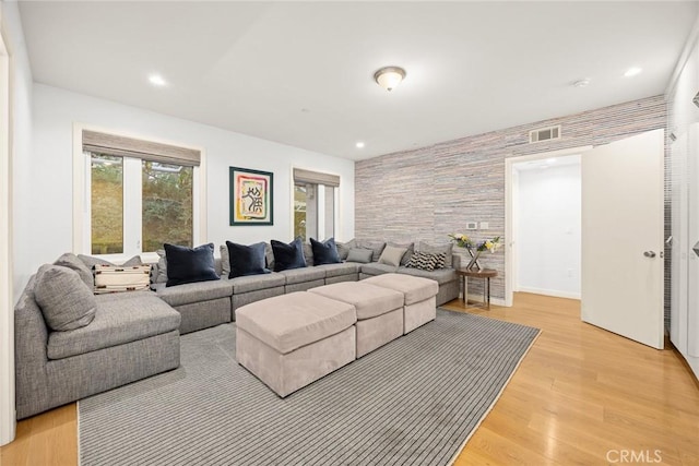 living room featuring light hardwood / wood-style flooring